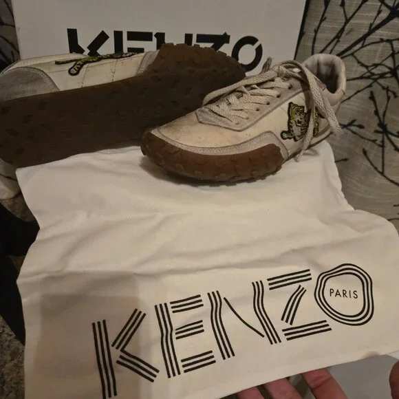 Kenzo Paris "Tiger" Move Sneakers / Size 39 / Pale Gray and Yellow - Picture 6 of 8